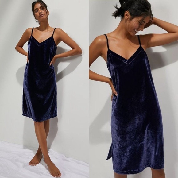 NWT Anthropologie Blue Velvet Dress - Picture 8 of 8